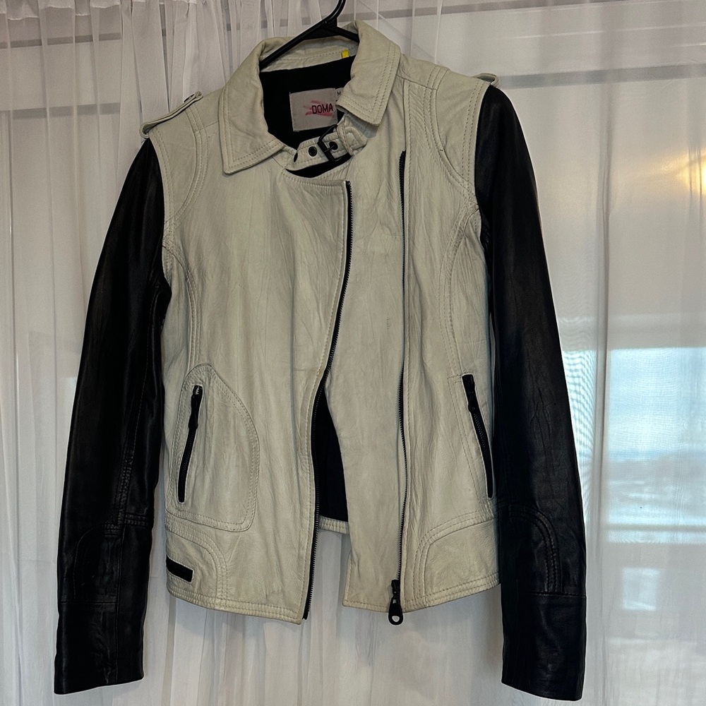 Doma Black and Mint Leather Jacket